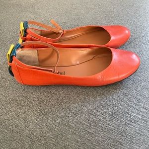 Luxury Label| Women’s Blood Orange, Flat, Leather Upper With Round Toe | Size 9